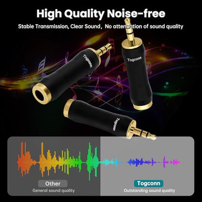 1/8 Inch to 1/4 Inch Adapter 4 Pack, 3.5mm TRS Stereo Male to 6.35mm Quarter Inch Female Jack Plug Gold-Plated Pure Copper Audio Converter Connector Premium Quality Series - color: 3.5mm(TRS) Male to 6.35mm Female, size: 4 Pack