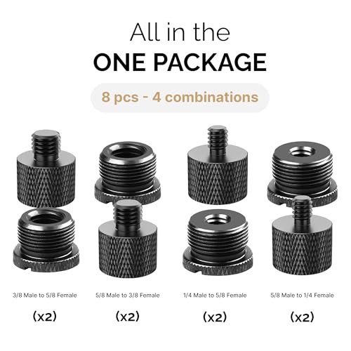IXTECH Mic Stand Adapter Set 8 pieces Metal Microphone Stand Screw Thread Adapter 5/8 Female to 3/8 Male 3/8 Female to 5/8 Male 5/8 Female to 1/4 Male 1/4 Female to 5/8 Male Tripod Adapter ADP02 Black - color: ADP02 Black