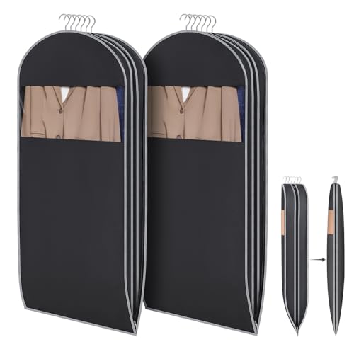 KEEGH Space Saving Hanging Garment Bag, Large Garment Bag 50 In, 2 PCS | Self Compression Zipper, Large Capacity, Clear Window, 8 In Gusset, Premium Suit Bags for Shirts, Suits, Dresses - size: 50"-2PCS