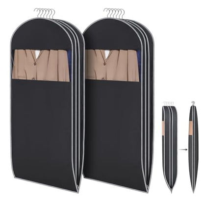KEEGH Space Saving Hanging Garment Bag, Large Garment Bag 50 In, 2 PCS | Self Compression Zipper, Large Capacity, Clear Window, 8 In Gusset, Premium Suit Bags for Shirts, Suits, Dresses - size: 50"-2PCS