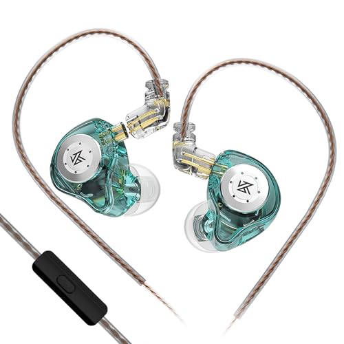 FEDAI KZ EDX Pro Wired Earbuds in Ear Monitor, IEM Ear Buds HiFi Stereo Sound Earphones with 1DD New 10mm Dynamic Driver Noise Cancelling Headphone with Detachable Cable (Cyan with Mic) - color: Green, size: With mic