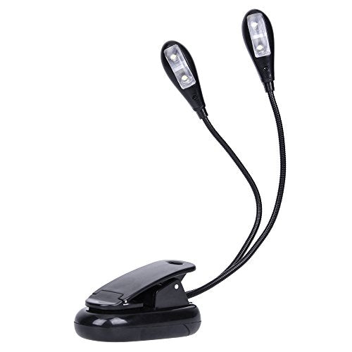 Music Stand Light, 1/2/4/10 Pack Clip on LED Book Lights, USB and AAA Battery Operated, Reading Lamp in Bed, 4 Brightness Levels, Ideal for Musician, Piano Player, Sheet Music, Travel (Dual Arm) - size: 1 Pack