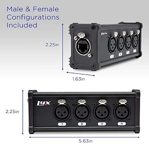 LyxPro 4 Channel 3 Pin Multi Network XLR Cable Breakout M&F to RJ45 Ethercon 50 Feet CAT6 Shielded Ethercon RJ45 for Audio, Sound and Lighting Cable - size: 50FT