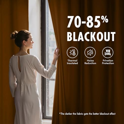 MIULEE Golden Brown Velvet Curtains 63 Inch Long 2 Panels, W40 x L63 | Luxury Super Soft, Thermal Insulated, Room Darkening Drapes, Rod Pocket Design, Window Curtains for Bedroom Living Room - color: Golden Brown, size: 40"W x 63"L (Pack of 2)