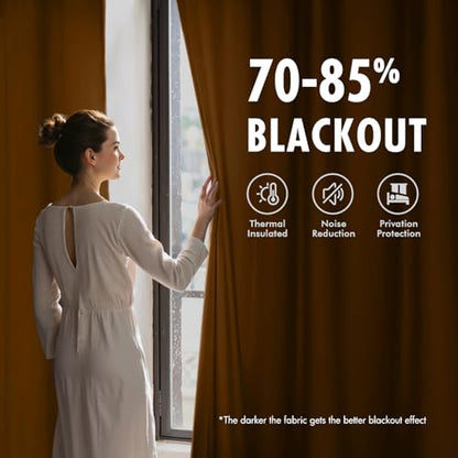 MIULEE Golden Brown Velvet Curtains 84 Inch Long 300GSM, 2 Panels | Luxury Super Soft, Thermal Insulated, Room Darkening Drapes, Rod Pocket Design, Window Curtains for Bedroom Living Room - color: Golden Brown, size: 40"W x 84"L (Pack of 2)