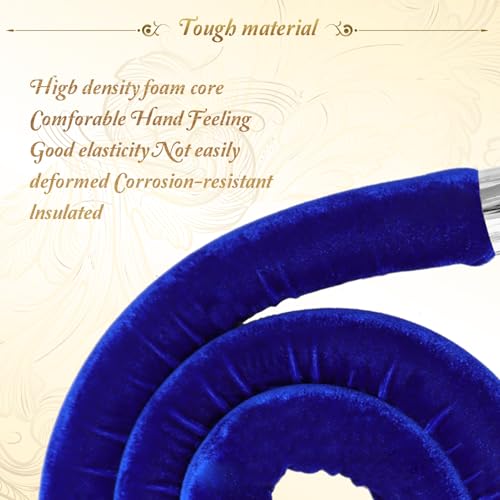 2PCS Blue Velvet Stanchion Rope 5 Ft Crowd Control Ropes Barrier with Silver Hooks for Party - color: Blue&Silver, size: 2PCS