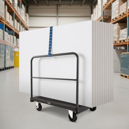 VEVOR Drywall Cart Dolly, 1800 lbs Load Capacity, 2-in-1 Steel Panel Truck Cart with 5 inch Swivel Casters, 36 x 24 inch Platform Truck with 4 Side Handrails for Factory, Warehouse, Garage, Black - style: 2-in-1-1800 LBS