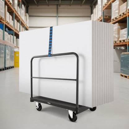 VEVOR Drywall Cart Dolly, 1800 lbs Load Capacity, 2-in-1 Steel Panel Truck Cart with 5 inch Swivel Casters, 36 x 24 inch Platform Truck with 4 Side Handrails for Factory, Warehouse, Garage, Black - style: 2-in-1-1800 LBS