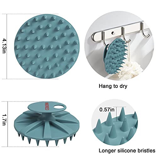 One-piece Silicone Scalp Massager Shampoo Brush Hair Wash, Gray + Green | INNERNEED Soft Bristles Scrub Head Scratcher, Head Massage Stress Relax, Wet & Dry Use for Thick Thin Curly Hair Care - color: Green