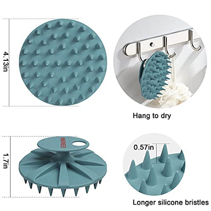 One-piece Silicone Scalp Massager Shampoo Brush Hair Wash, Gray + Green | INNERNEED Soft Bristles Scrub Head Scratcher, Head Massage Stress Relax, Wet & Dry Use for Thick Thin Curly Hair Care - color: Green
