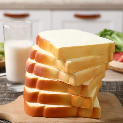 Joeabor 6pcs Artificial Bread Slices Set Fake White Sliced Bread Realistic Fake Food for Display Faux Bread Slice Model for Decoration Faux Food Props