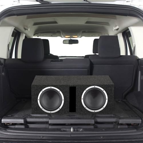 QPower QBASS Dual 12" Car Audio Subwoofer Box, Charcoal Gray Carpet Finish | MDF Woofer Enclosure, Single Slot Port Vent, Deep Bass Sound System for Truck and Stereo