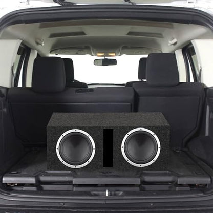 QPower QBASS Dual 12" Car Audio Subwoofer Box, Charcoal Gray Carpet Finish | MDF Woofer Enclosure, Single Slot Port Vent, Deep Bass Sound System for Truck and Stereo