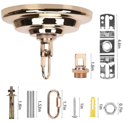 KC&KST 5" Ceiling Light Cover Plate Canopy Kit - Heavy Duty, Black Steel Cover for Chandelier/Pendant/Swag Light, Includes Loop, Cross Bar and Mounting Screws (French Gold) - color: French gold