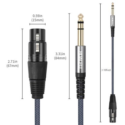 2 Pack 1/4 TRS Male to 3Pin XLR Female Microphone Cable,6.35mm TRS to XLR Female Braid Quarter inch Balanced Cable for Mixer Microphone Active Speakers-10Feet - color: 1/4 TRS To XLR F, size: 10 feet(2 pack)