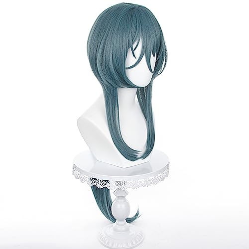 Anime Prussian Blue wigs with Bangs Women Long Straight Hair with Ponytail Game Cosplay wigs Halloween,Christmas,Comic con,Theme Party,Game Show - color: Green