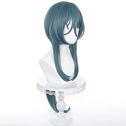 Anime Prussian Blue wigs with Bangs Women Long Straight Hair with Ponytail Game Cosplay wigs Halloween,Christmas,Comic con,Theme Party,Game Show - color: Green