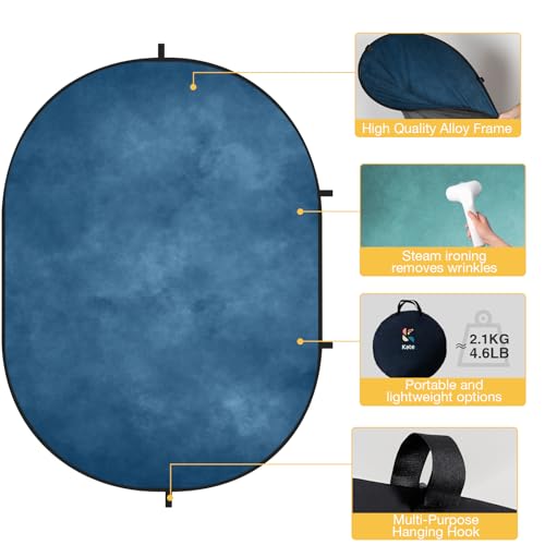 Kate Collapsible Backdrop Pop Up Photo Backdrops Blue Folded Background for Headshot, for Portrait Photography, for Video, 5x6.5ft | 5x6.5ft(1.5x2m) Blue Folding Collapsible Backdrop for Headshot, Portrait Photography, Self Tape, Video, Broadcast