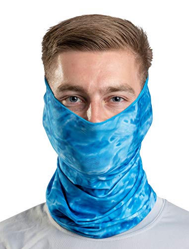 Aqua Design Fishing Hunting Masks Neck Gaiter: Men and Youth UPF 50+ Sun Mask Protection: Camo Face Cover Balaclava Bandana - color: Royal Ripple, size: Medium