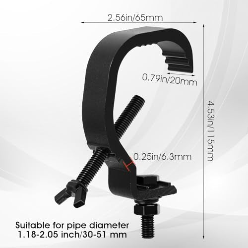 10 Pack Aluminum Alloy Stage Light Clamp Hooks Heavy Duty Truss C Clamps with Anti-Skid Teeth Design for DJ Lighting, Par Lights, Spot Lights Fits 1.18-2 Inch OD Tube/Pipe, Max Load 55LB