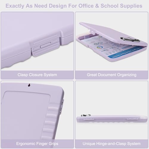 Clipboard with Storage, A4 Binder Nursing Clipboards with Pen Holder, Heavy Duty Storage Clipboards with Low Profile Clip, Clipboard Folder Side-Opening, Smooth Writing Clip Board (02Purple) - color: 02purple