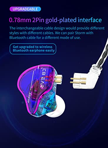 keephifi KBEAR Storm in Ears for Musicians Singers Audiophile Headphone in Ear Monitor Headphone 10mm Strong Magnetic Dynamic Driver Earbuds (Cyan, USB C with mic) - color: Cyan