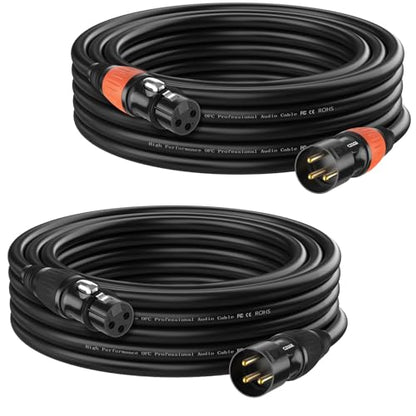 DMX Cable 15ft 2 Pack, 3-Pin Gold Plated XLR Male to Female Cables - color: Black and Orange, size: 15FT
