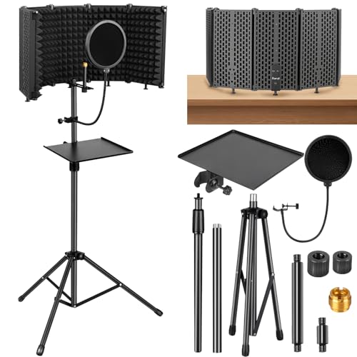 Microphone Stand With Isolation Shield - size: w/Ground Tripod