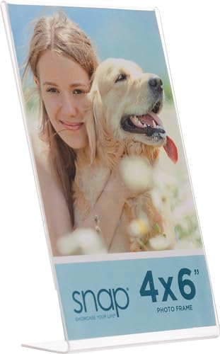 Set of 12 Snap - 4"x6" Clear Acrylic Self Standing Photo Frames - Perfect for Showcasing Memories in Style - Versatile and Durable Design for Home or Office Décor - Rectangular TableTop - Single Picture Frame
