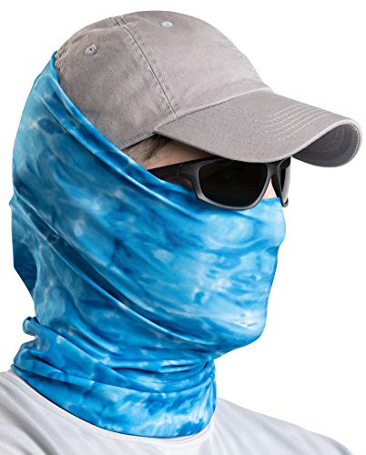 Aqua Design Fishing Hunting Masks Neck Gaiter: Men and Youth UPF 50+ Sun Mask Protection: Camo Face Cover Balaclava Bandana - color: Royal Ripple, size: Medium