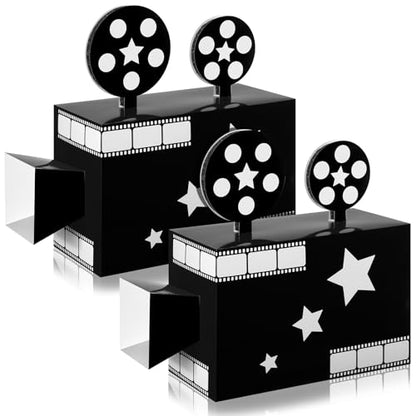 Affrolling 2 Pcs Movie Night Party Paper Box Decorations 11.8 Inch Movie Theater Decor Prop for Party Red Carpet Paper Projector Sign Film Theater Decor for Night Home Supply