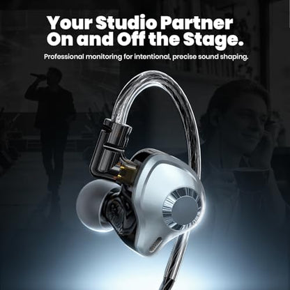 in Ear Monitor Headphones, HiFi IEM Wired Earbuds, Deep Bass Sound Isolating Earphones with USB C to 3.5mm Adapter and Detachable 2 Pin Cable for Singer/ Musicians/ Drummers