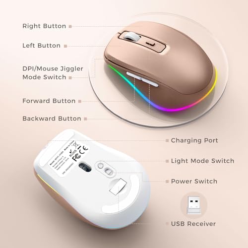 PEIOUS Wireless Mouse Jiggler, LED Mouse with Built-in Mouse Mover, Gold - color: Gold