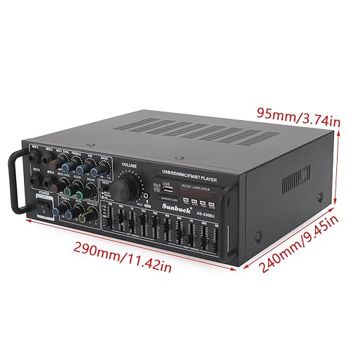 2000W Stereo Audio Amplifier for Home Theater, Car Audio, Karaoke, Party, Outdoor Camping with Multiple Input Modes EQ Mixer, Mic Input, Remote Control, 2.0 Channel