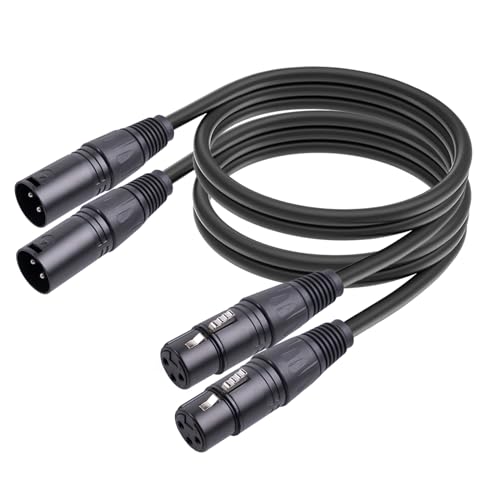 XLR Cables 6.6ft - Premium XLR Male to Female Microphone Cable with 3-Pin Balanced Shielded, 2 Pack