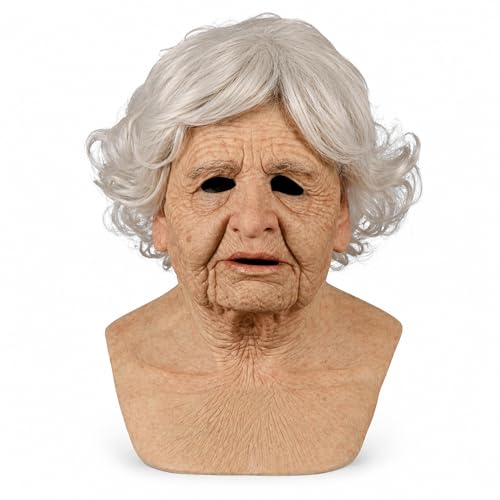 Realistic Old Man Mask for Adults, Elderly Grandpa Full Head Halloween Costume Mask for Cosplay and Costume Party - color: D