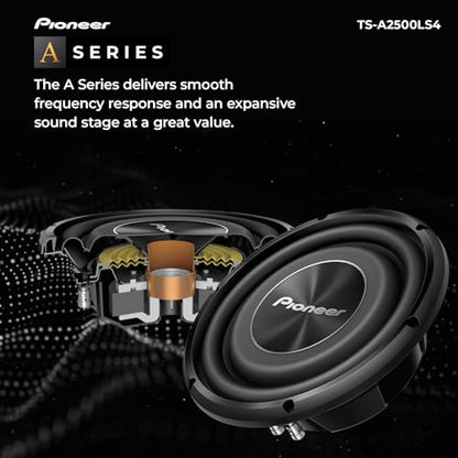 Pioneer A-Series TS-A2500LS4 Shallow-Mount 10" Subwoofer 1200W Max - size: 10" - 1200W, style: Shallow Mount Component Subwoofer