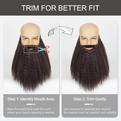 Yan Dream Long Synethetic Fake Beard Wizard Fake Beard and Mustache for Adult Cosplay Halloween Party - color: Brown