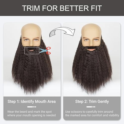 Yan Dream Long Synethetic Fake Beard Wizard Fake Beard and Mustache for Adult Cosplay Halloween Party - color: Brown