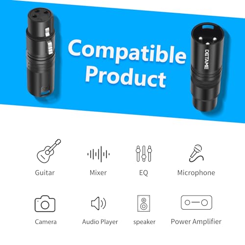 3Pin XLR Male to Female Audio Adapter, Black Painted Zinc Alloy Shell,for Mic,Amplifier, Mixer XLR 3-Pin Audio Connectors DMX 512 Adapter-3Pack - color: XLR M To F*3