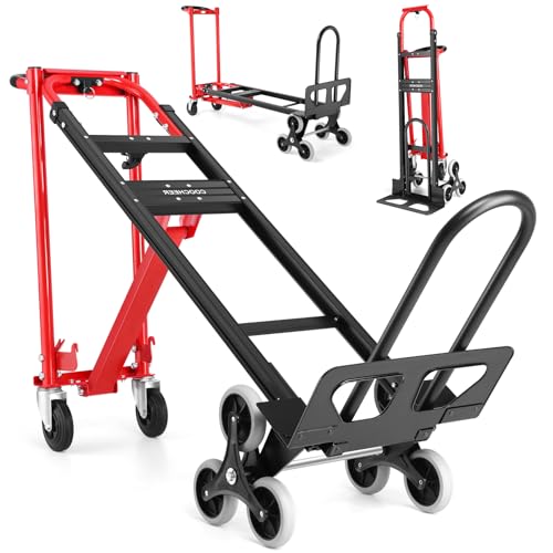 4-in-1 Stair Climbing Cart/Hand Truck Dolly,Convertible Platform Cart Red - color: Red