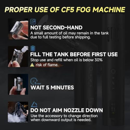 COLBOR CF5 40W Portable Fog Machine with RGB for Photography and Video | 25 Fog Density Levels, 360° RGB Light, Magnetic 3-Speed Fan, 10m Remote, 30-Minute Runtime, 13ml Tank and Master Mode - size: CF5