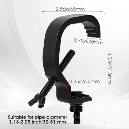 10 Pack Stage Light Clamp Hook Bulk, Fits OD 1.18"-2" Truss Heavy Duty Aluminum Alloy Truss Clamps, Aluminum Alloy Stage Lights Hook Black