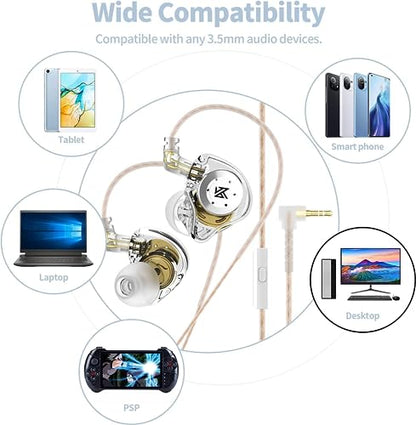 KZ EDX PRO in Ear Monitor IEM Wired Earbuds Earphones 1DD Wired Ear Buds HiFi Deep Bass with 1DD New 10mm Dynamic Driver Over Ear Headset with Detachable Cable - color: White, style: with Mic