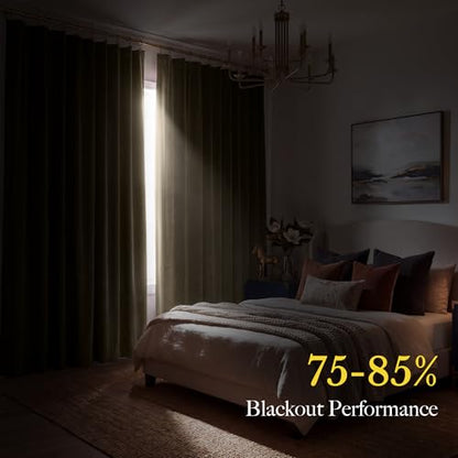 RYB HOME Taupe Velvet Curtains 84 inches Long for Bedroom - color: Taupe, size: 52"W x 84"L (Pack of 2)