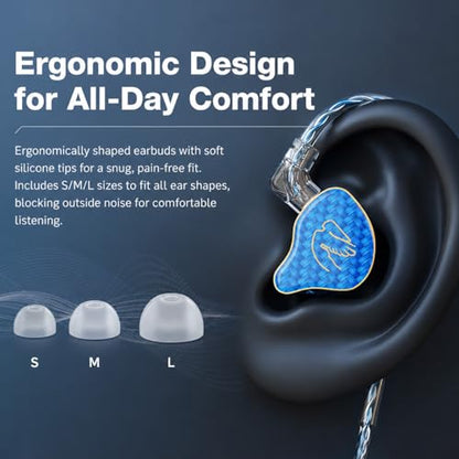 In Ear Monitor Headphones Hybrid 1BA+1DD HiFi Deep Bass IEM Earphones Blue - color: QT820-Blue no Mic