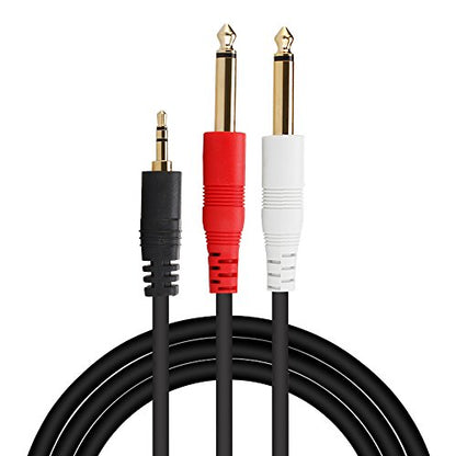 1/8 TRS to Dual 1/4 Audio Cable, 3.5mm TRS to 6.35mm Dual 1/4 TS Mono Y Splitter Audio Cable Adapter for SMA rtphone, Computer, Mixer, Amplifier Speaker, Home Stereo System (5FT) - size: 6FT