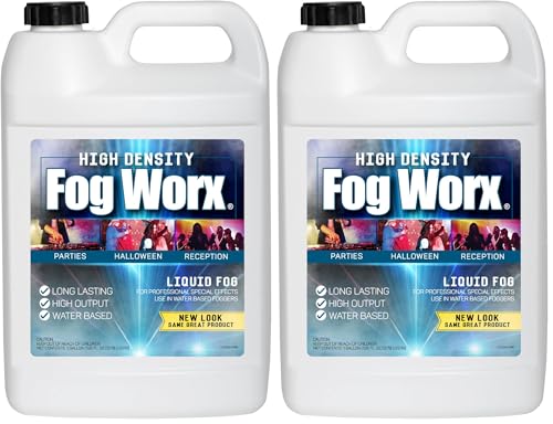 FogWorx Extreme High Density Fog Juice Gallon - Long Lasting, High Output, Odorless Water Based Fog Machine Fluid - for 400 Watt to 1500 Watt Machines (Pack of 2) - size: 128 Fl Oz (Pack of 2)