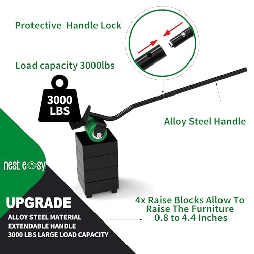 Heavy Duty Furniture Dolly 360 Rotate 5 Wheels 3000 Lbs Capacity 5.3x5.3 in | Furniture Movers with Green Wheels, Measure Tape & Leveler, Alloy Steel Furniture Lifter Tool for Smooth Home & Office Uses - color: Green, size: 5.3x5.3 IN