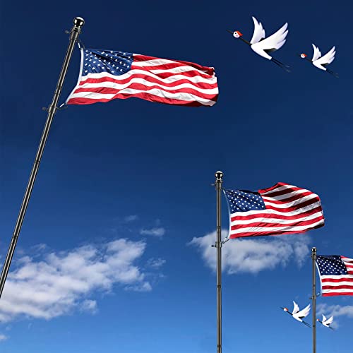 Flag Pole Kit for Outside House in Ground - 8FT Black Metal Outdoor House Yard Garden Flag Pole with 2 Pronges Base - Stainless Steel 3x5FT American Flag with Pole Residential Commercial - size: 8FT(Includes American Flag)